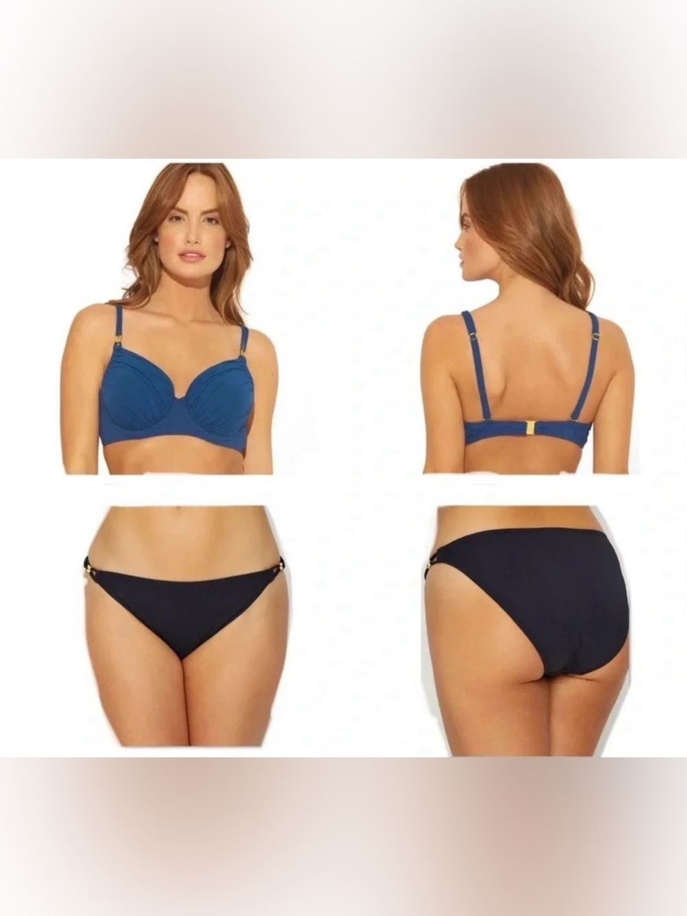 Bleu Rod Beattie Shirred Underwire Bikini Top Size 36D Bottom Size 6 - Picture 1 of 14